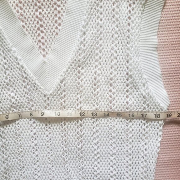 Zara White Mesh Knit Vest, M - Picture 5 of 6